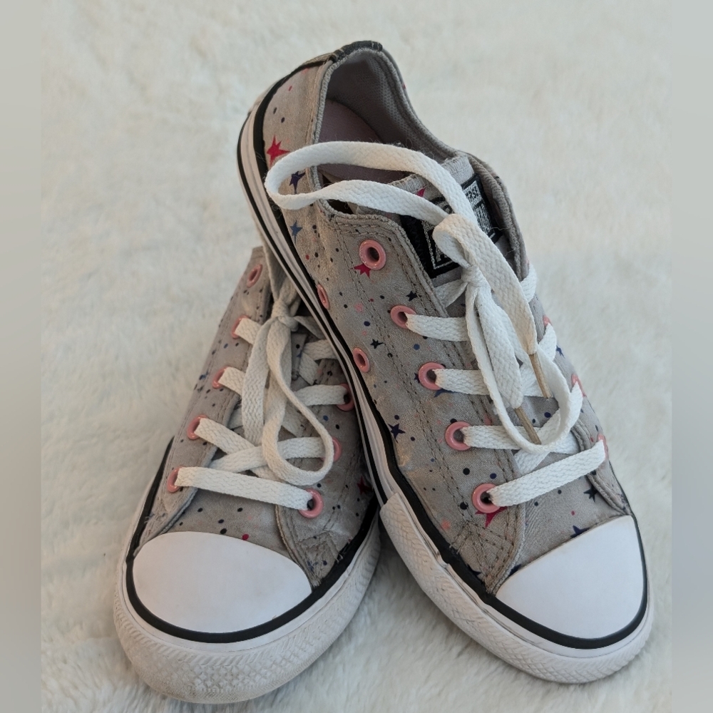 Like New: Converse Chuck Taylor All Star Ox Grey Satin Girls 2